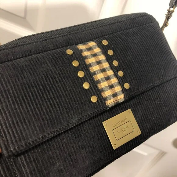 Longaberger wallet / shoulder bag, material is black corduroy and faux leather - Picture 4 of 11